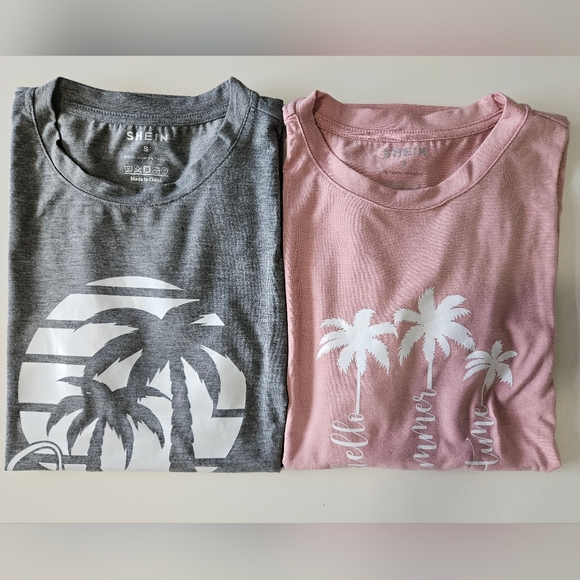 🏝summer tee bundle of 2 one gray one pink size small brand new! - Picture 2 of 7